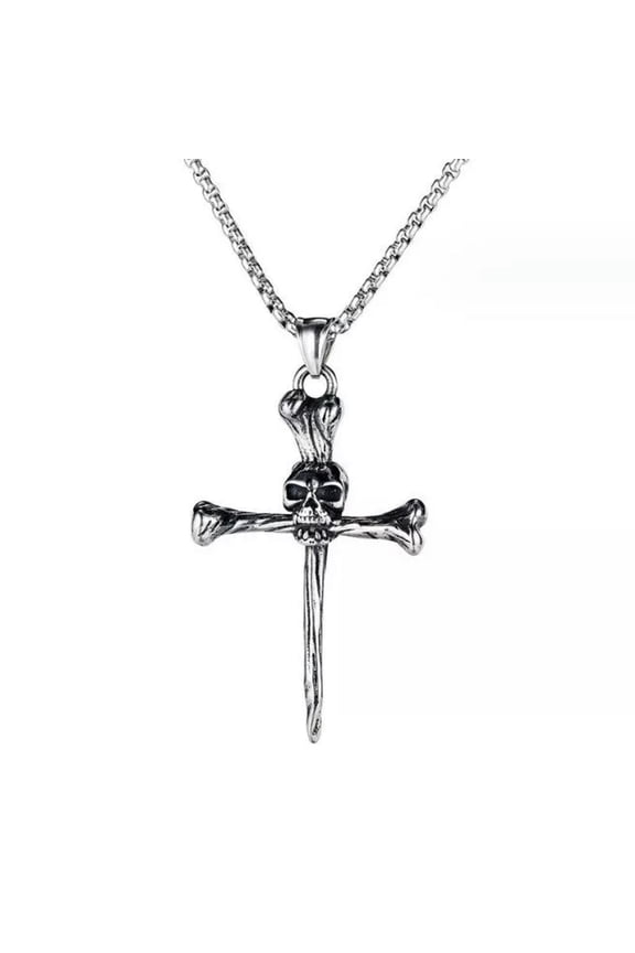 Mens Women Chain Necklace Cross Wing Skull Pendant Angel Crucifix Jesus Gift