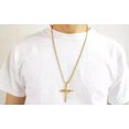 thumbnail image 1 of HOOUN Mens simple design Stainless Steel nail cross pendant necklace chain 3mm 24''-gold, 1 of 9