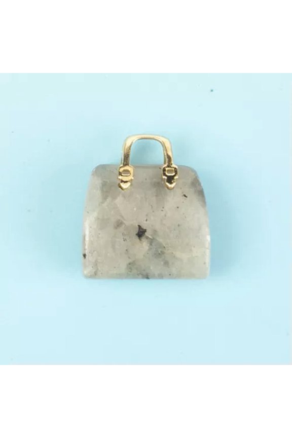 Mini Crystal Handbag Pendant Natural Stone Quartz Carved Handicrafts Accessories-1PC (Random Pick)-Larvikite Labradorite