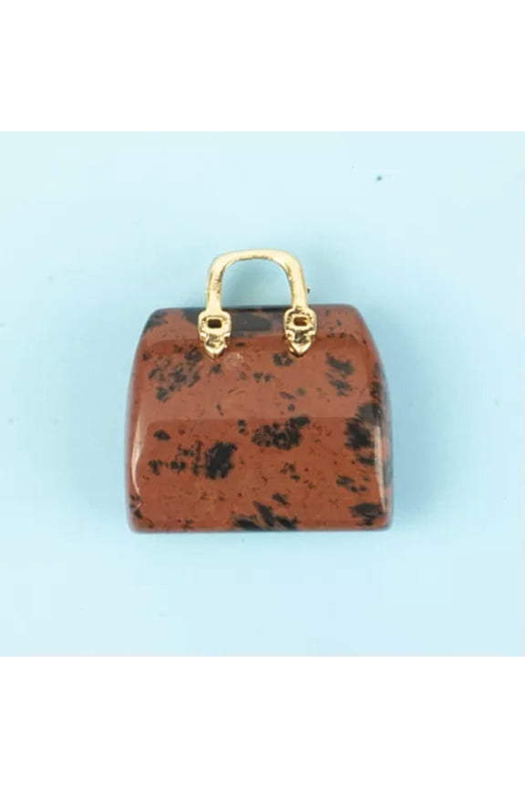 Mini Crystal Handbag Pendant Natural Stone Quartz Carved Handicrafts Accessories-1PC (Random Pick)-Red Obsidian