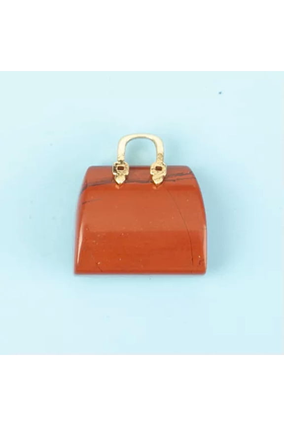Mini Crystal Handbag Pendant Natural Stone Quartz Carved Handicrafts Accessories-1PC (Random Pick)-Red Stone