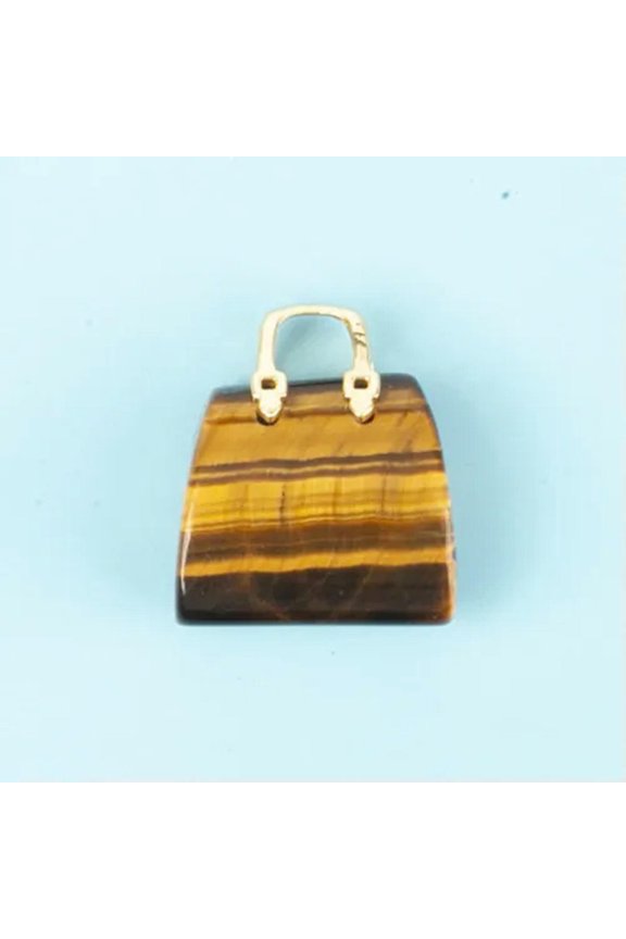 Mini Crystal Handbag Pendant Natural Stone Quartz Carved Handicrafts Accessories-1PC (Random Pick)-Tiger's Eye