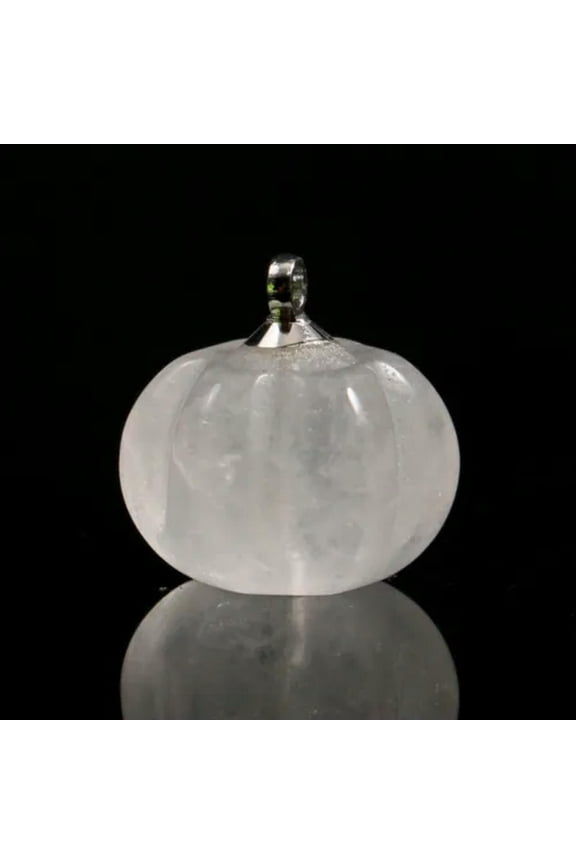 Mini Crystal Pumpkin Pendant Natural Chakra Stone Carving Necklace Reiki Jewelry-Clear Quartz-Only 1PC