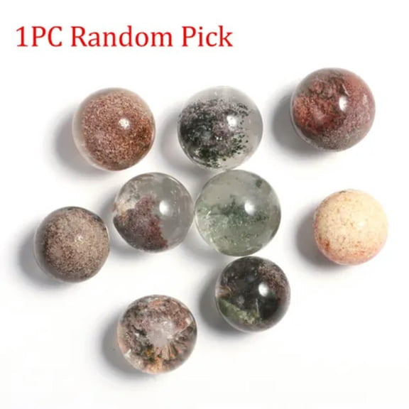 HOOUN Mini Natural Ghost Phantom Quartz Crystal Sphere Ball Garden Scenic Stone Reiki-1PC (Random Pick)