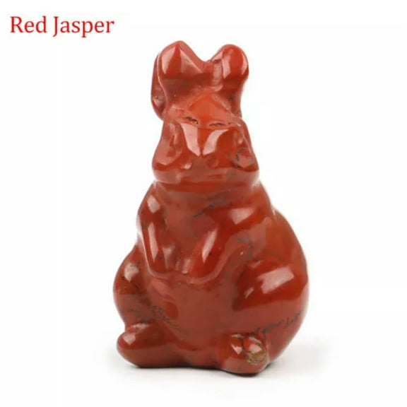 HOOUN Mini Rabbit 1.5" Natural Crystal Statue Stone Carved Craft Animal Reiki Healing-Red Stone-1PC (Random Pick)