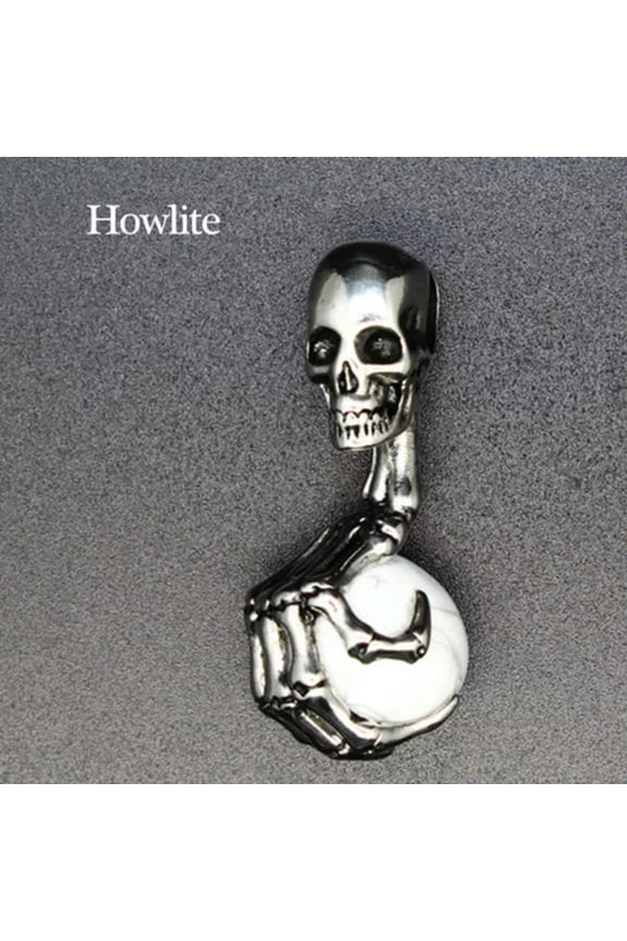 Mini Skeleton Skull Pendant Natural Crystal Bead Ball Head Claw Ghost Hand Stone-Howlite-1PC (Random Pick)