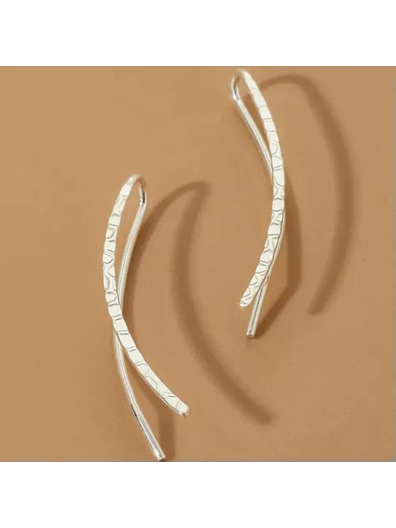 Minimalist Ear Climber Earrings Long Climbers Crawler Bar Studs 1 Pair-silver Climber Earrings