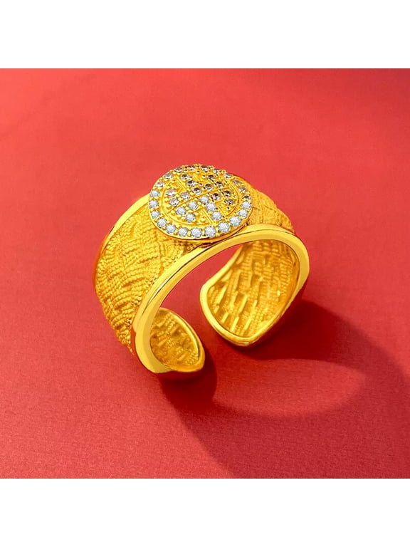 Money weaving texture 24K THAI BAHT YELLOW GOLD Plated RING