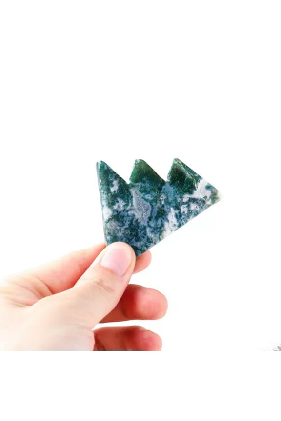 Moss Agate Mountain Natural Crystal Specimen Healing Chakra Home Ornament Decor-100-150g-1PC Random Pick
