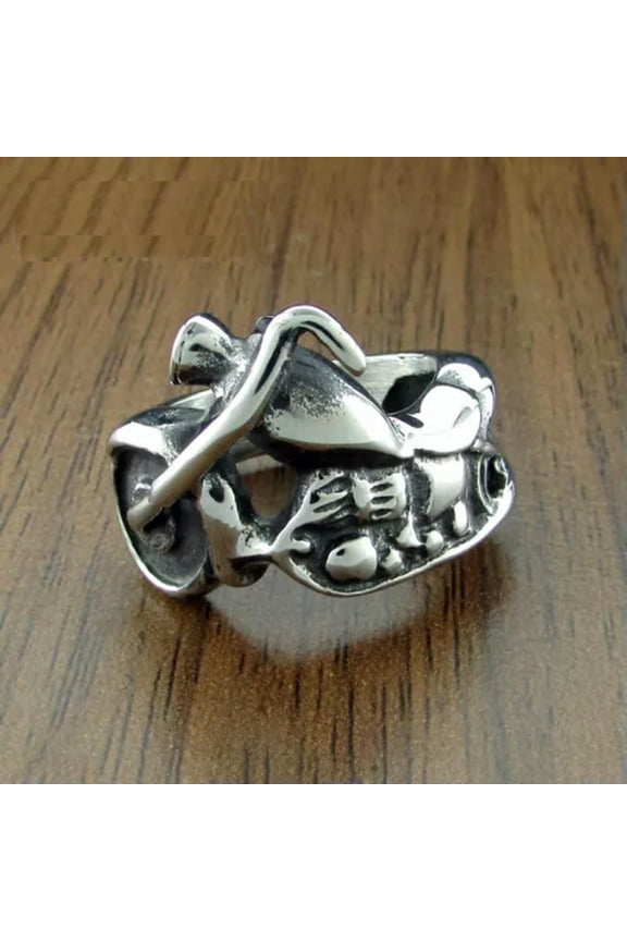 Motorcycle Biker Men's Ring Stainless Steel Gothic Motor Bike Rider Ring Punk-14