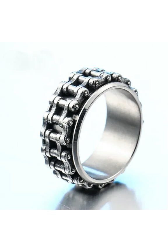 Motorcycle Chain Spinning Ring Stainless Steel Biker Chain Spinner Wedding Ring-8