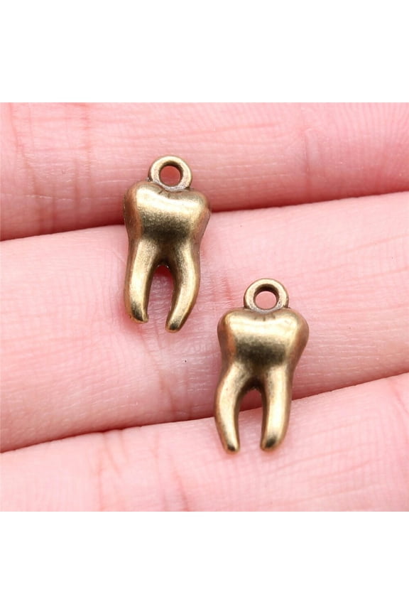 Multicolor 100 Pcs Tibetan Silver Tooth Charms Pendant 16x8MM DIY Making C15229-Bronze Plated