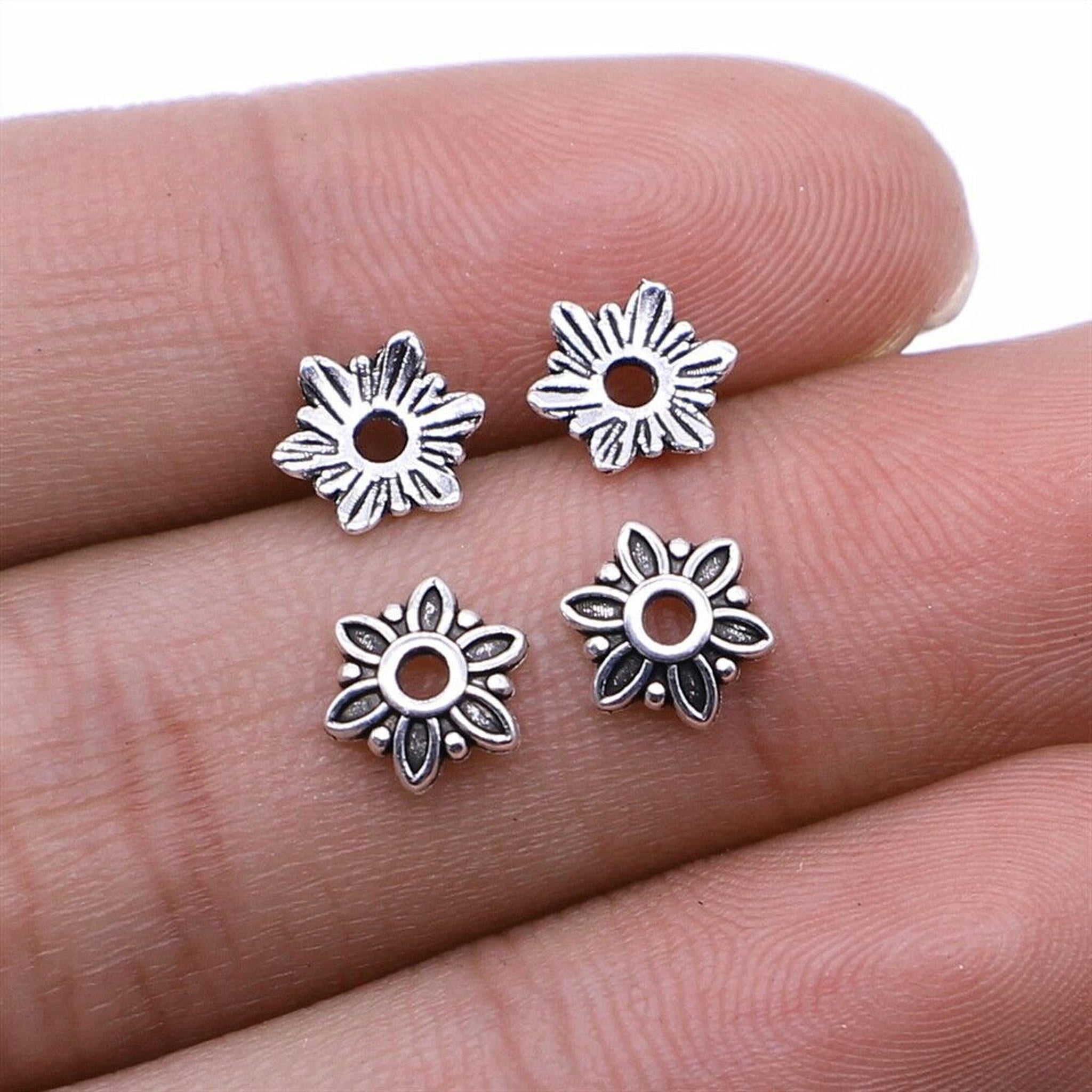 HOOUN Multicolor 1000 Pcs Tibet Silver Bead Caps 7x7MM Diy Jewelry Making B14406-Tibet Silver