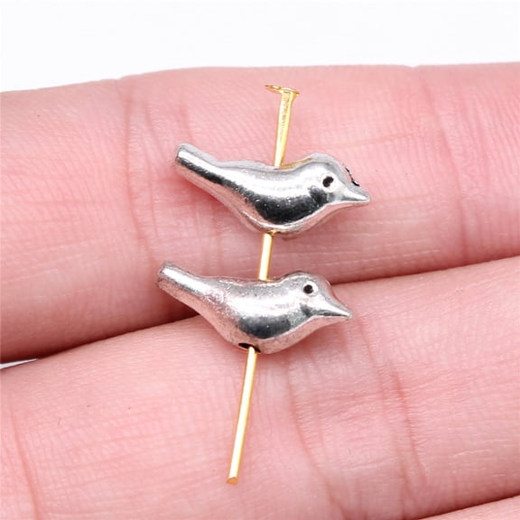 HOOUN Multicolor 200 Pcs Tibet Silver Bird Spacer Beads 15X6X5MM Diy Crafts B13260-Tibet Silver-200 PCS