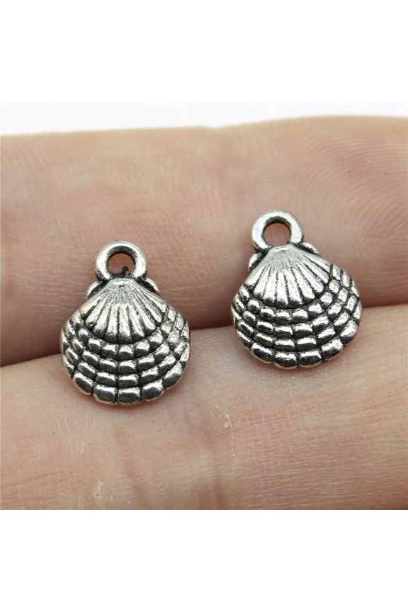 Multicolor 220 Pcs Tibet Silver Shell Charms 13X10MM B10044-Tibet silver-220 PCS