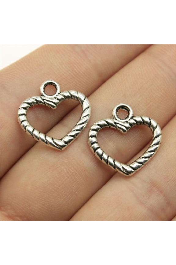 Multicolor 260 Pcs Tibet Silver Heart Charms 17X17MM B10970-Tibet Silver-260 PCS