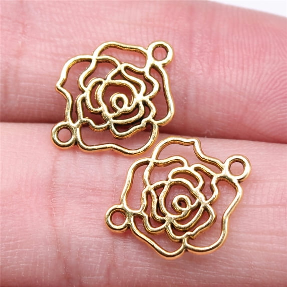 HOOUN Multicolor 400 Pcs Tibet Silver Flower Connectors 17x14MM B15429-Antique gold plated-400 PCS