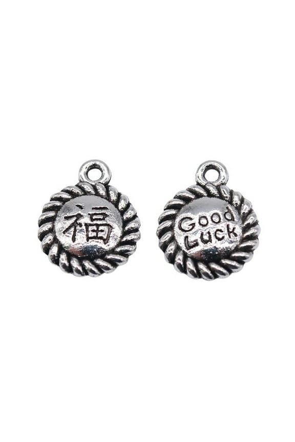 Multicolor 90 Pcs Tibetan Silver Good Luck Charms Pendant 16X13MM Diy C15126-Tibetan Silver