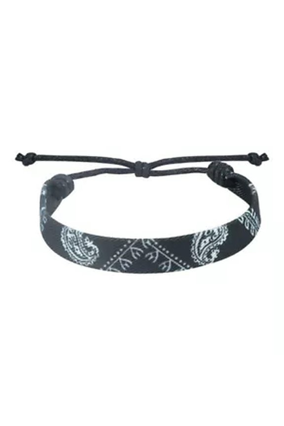 Multicolor Webbing Bracelet Braided Rope Wristband Arabic Scarf Style Adjustable-black