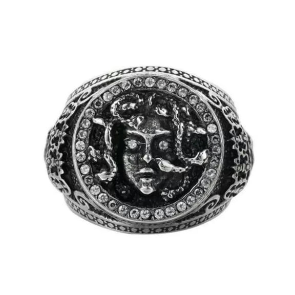 HOOUN Mythical Snake Head Medusa Ring Stainless Steel Gothic Men's Biker Jewelry Ring-10
