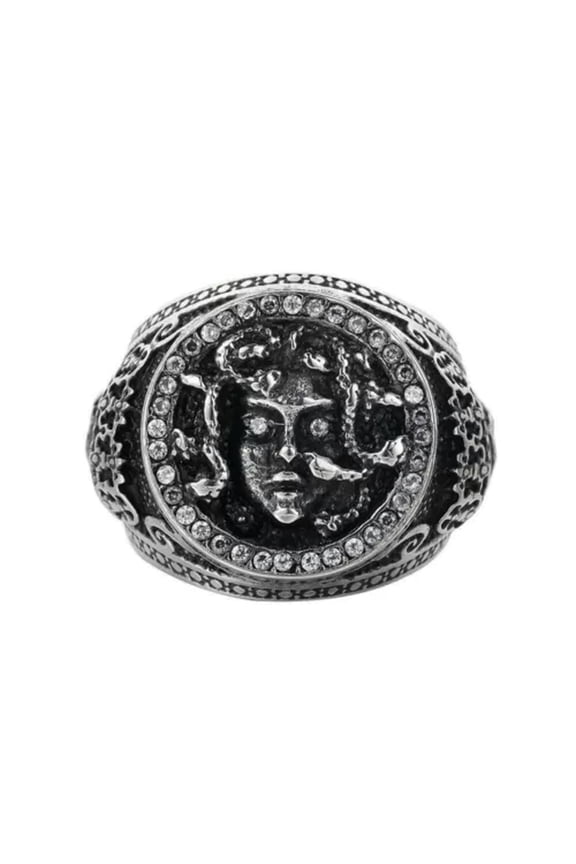 Mythical Snake Head Medusa Ring Stainless Steel Gothic Men's Biker Jewelry Ring-7