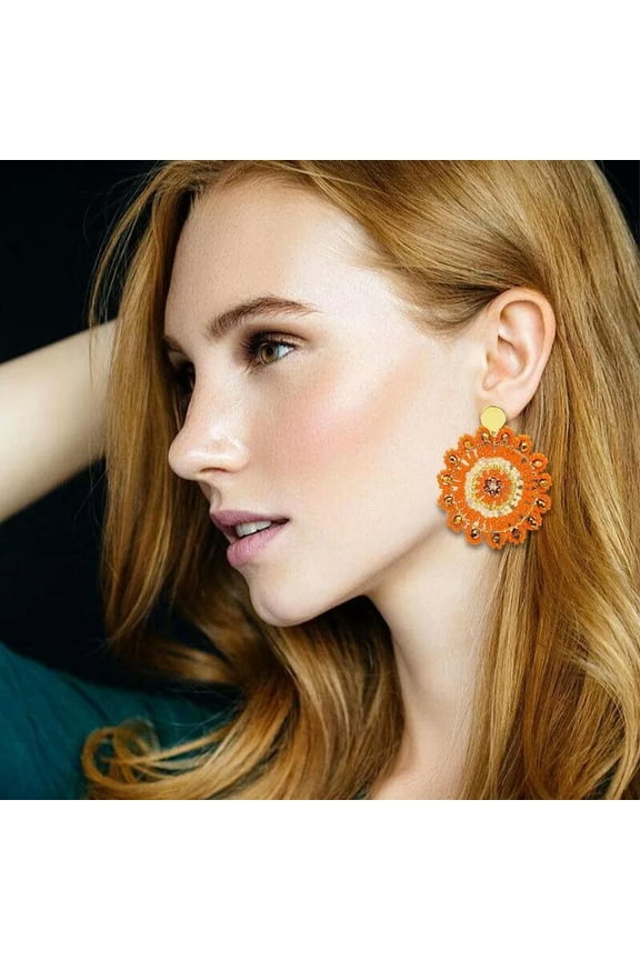 Native Beaded Tassel Bohemian Fringe Drop Statement Seed Beads Earrings Jewelry