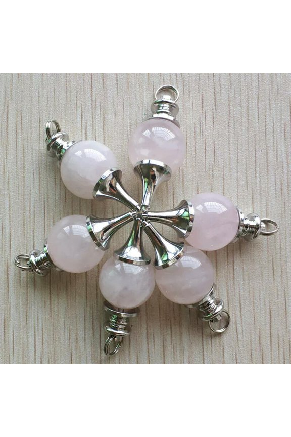 Natural 12pcs Rose Quartz Stone Pendulum Circular Cone Pendant Bead for Jewelry