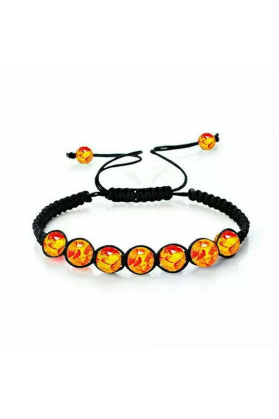 Natural 7 Chakra Healing Balance Stone Beaded Braided Bracelet Yoga Prayer Gift-Amber Resin