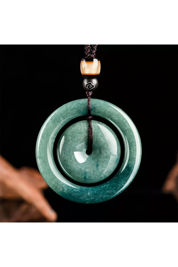 Natural A-Grade Jade Bean Green Safety Button Mother Button Jade Pendant Pendant