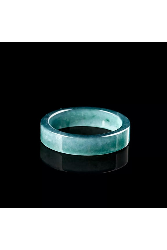 Natural A Grade Jade Jadeite Men Women Gift Lucky Glossy Square Circle Ring