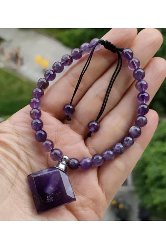 Natural Amethyst Gems Bracelet Perfume bottle Chakra Reiki Healing Amulet