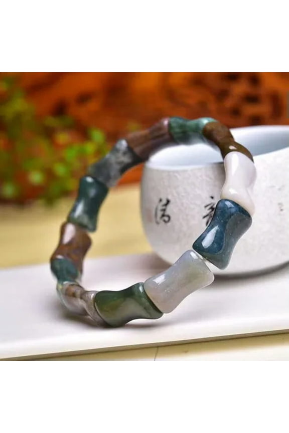 Natural Aventurine Agate Bracelet Bamboo Shaped Tiger's Eye Stone Charm Jewelry-agate bracelet