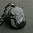 thumbnail image 1 of HOOUN Natural Black Obsidian Carving Wolf Head Amulet Pendant Necklace Obsidian Charms, 1 of 9