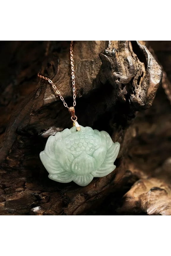 Natural Certified Grade A Light Green Jadeite Lotus Flower