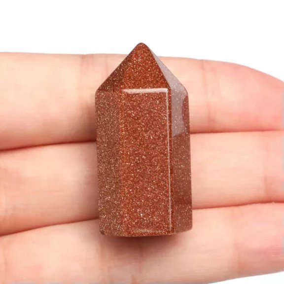 HOOUN Natural Chakra Crystal Single Pointed Quartz Hexagonal Column Tower Obelisk Wand-1PC (Send Random)-Gold Sandstone