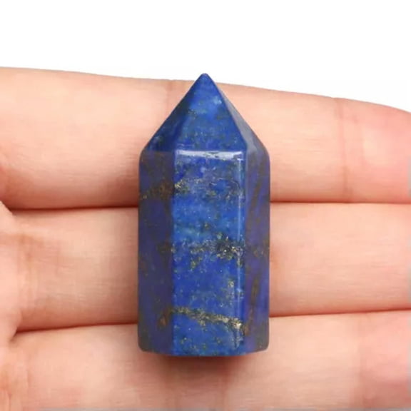 HOOUN Natural Chakra Crystal Single Pointed Quartz Hexagonal Column Tower Obelisk Wand-1PC (Send Random)-Lapis Lazuli