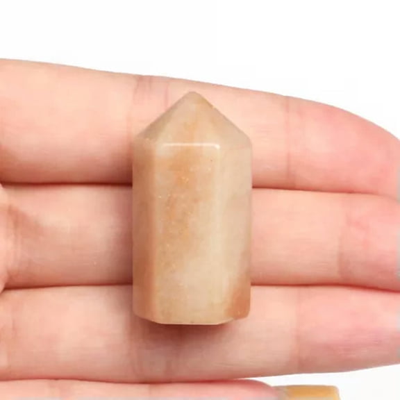 HOOUN Natural Chakra Crystal Single Pointed Quartz Hexagonal Column Tower Obelisk Wand-1PC (Send Random)-Red Aventurine