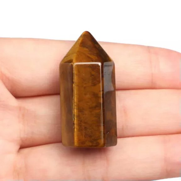 HOOUN Natural Chakra Crystal Single Pointed Quartz Hexagonal Column Tower Obelisk Wand-1PC (Send Random)-Tiger Eye