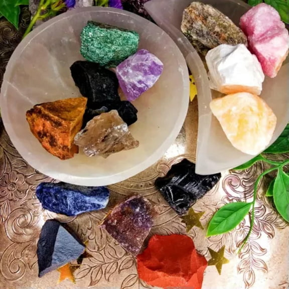 HOOUN Natural Chakra Rough Raw Stone Crystals Quartz Gemstones Reiki Healing Specimen-24PCS-2-3cm