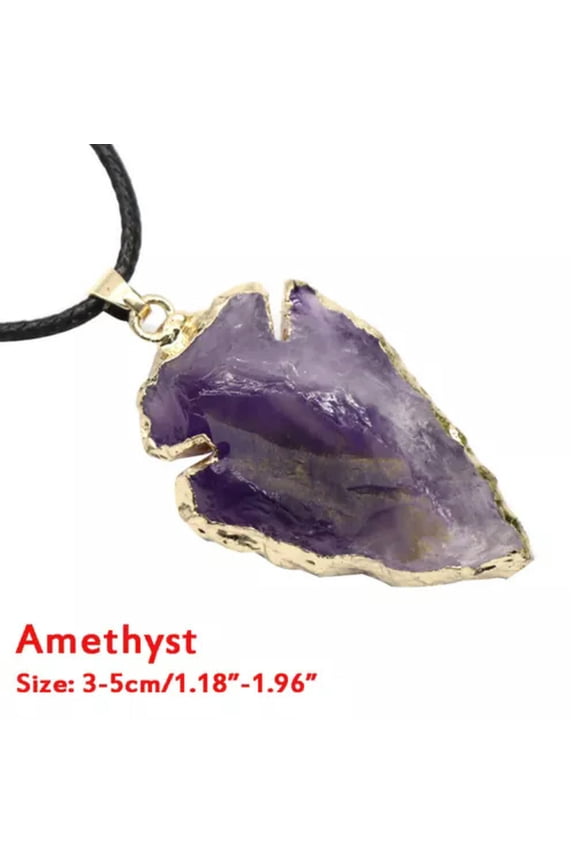 Natural Crystal Arrow Quartz Stone Pendant Chakra Healing Gemstone Necklace Gift-Amethyst