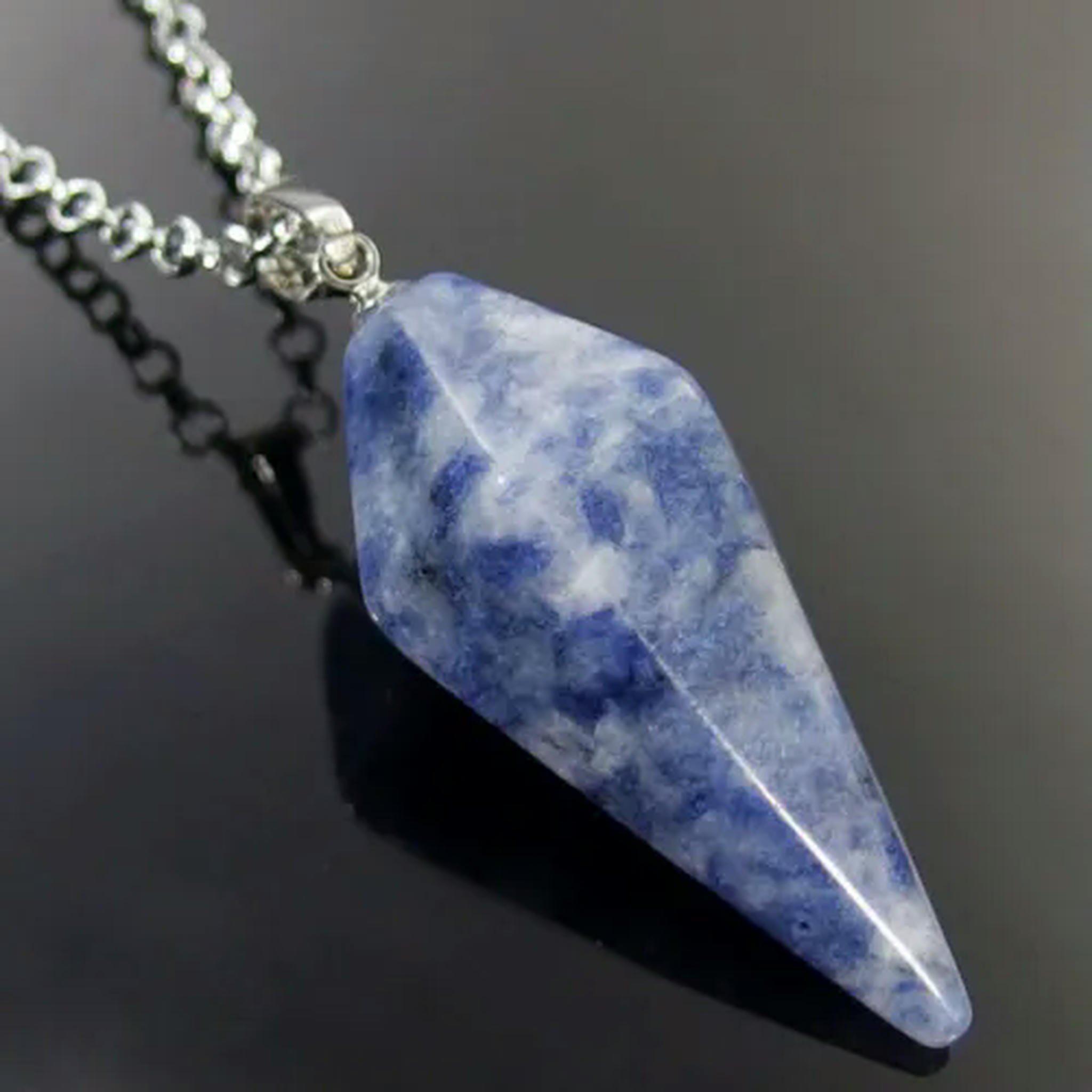 HOOUN Natural Crystal Cone Pendulum Gemstone Hexagonal Point Pendant ...