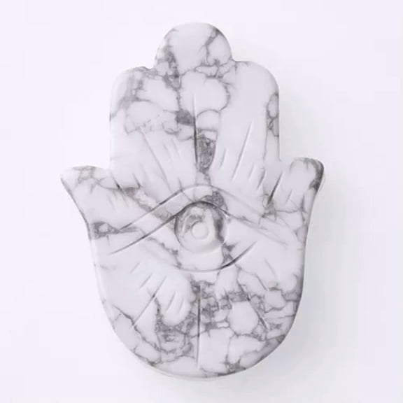 HOOUN Natural Crystal Devil's Eye Carving Fatima Hamsa Hand Stone Craft Healing Reiki-Howlite