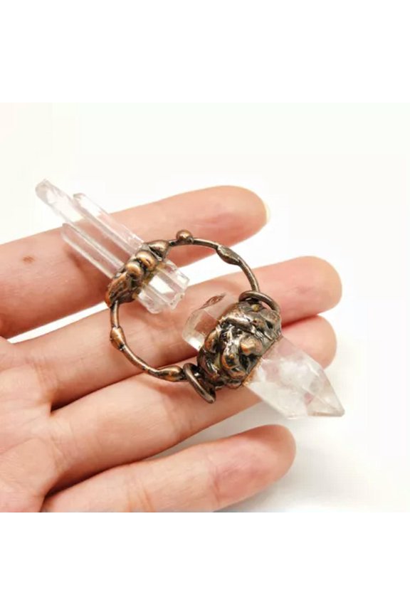 Natural Crystal Pendant Sun Stone Triangle Clear Quartz God Retro Chakra Vintage-1PC(Random Pick)-#13 Clear Quartz