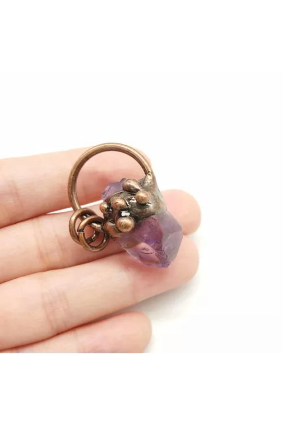 Natural Crystal Pendant Sun Stone Triangle Clear Quartz God Retro Chakra Vintage-1PC(Random Pick)-#7 Raw Stone Amethyst