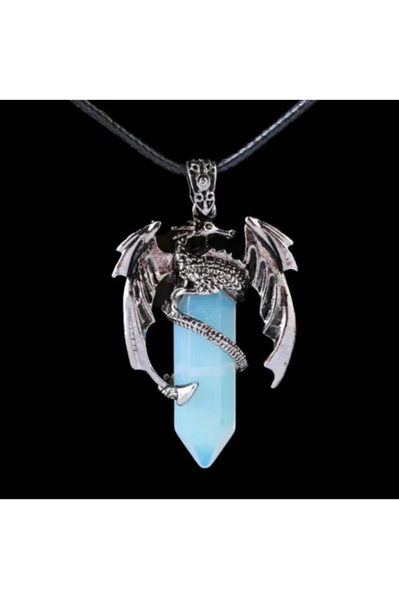 Natural Dragon Hexagon Healing Reiki Crystal Quartz Stone Pendant Necklace Gifts-Opal