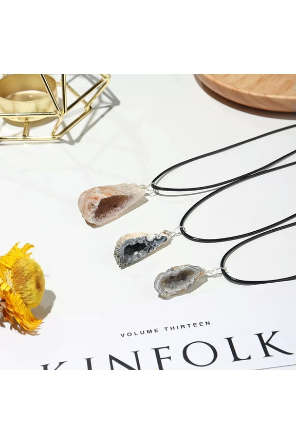 Natural Druzy Rough Rock Crystal Pendant Necklace Quartz Agate Geode Stone Gems