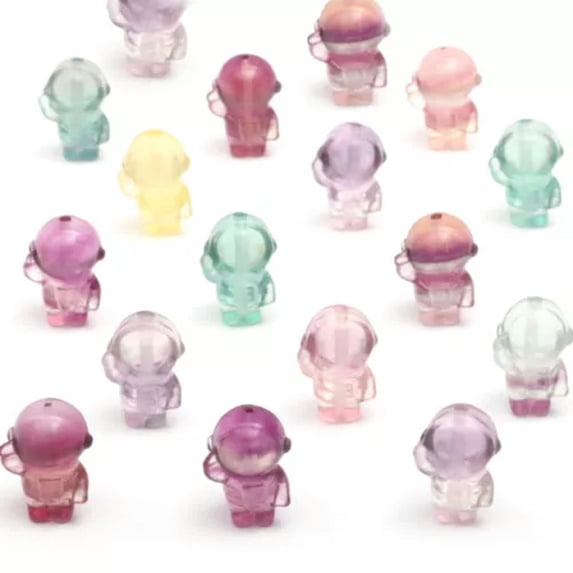 HOOUN Natural Fluorite Animals Statue Stone Carving Quartz Crystal Healing Reiki Decor-1PC Random Colour-Astronaut