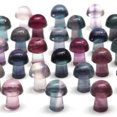 thumbnail image 1 of HOOUN Natural Fluorite Animals Statue Stone Carving Quartz Crystal Healing Reiki Decor-1PC Random Colour-Mushroom #2, 1 of 2