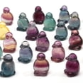 thumbnail image 1 of HOOUN Natural Fluorite Animals Statue Stone Carving Quartz Crystal Healing Reiki Decor-1PC Random Colour-Penguin, 1 of 2