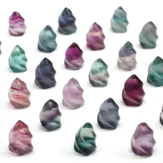 HOOUN Natural Fluorite Animals Statue Stone Carving Quartz Crystal Healing Reiki Decor-1PC Random Colour-Torch Light